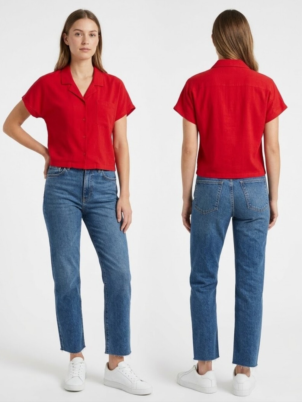 Wilfred Free/Aritzia Women's Shawna Button-Front Red Blouse